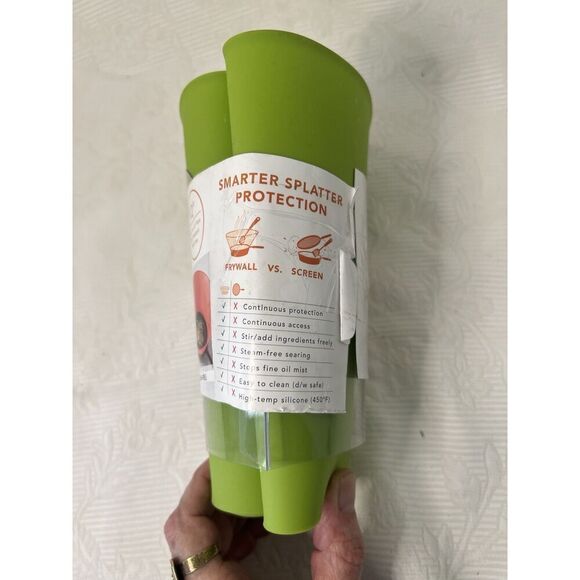 NEW Frywall 10" Pan Cooking Grease Splatter Guard Silicone Protector Green - Picture 6 of 7